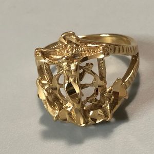 14k gold Jesus anchor ring